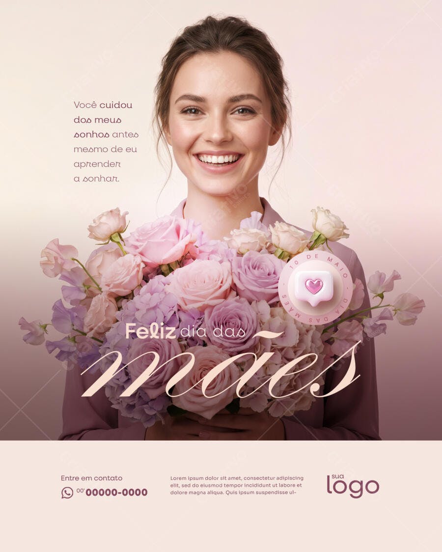 Post Instagram Dia das Mães Floricultura PSD Editável