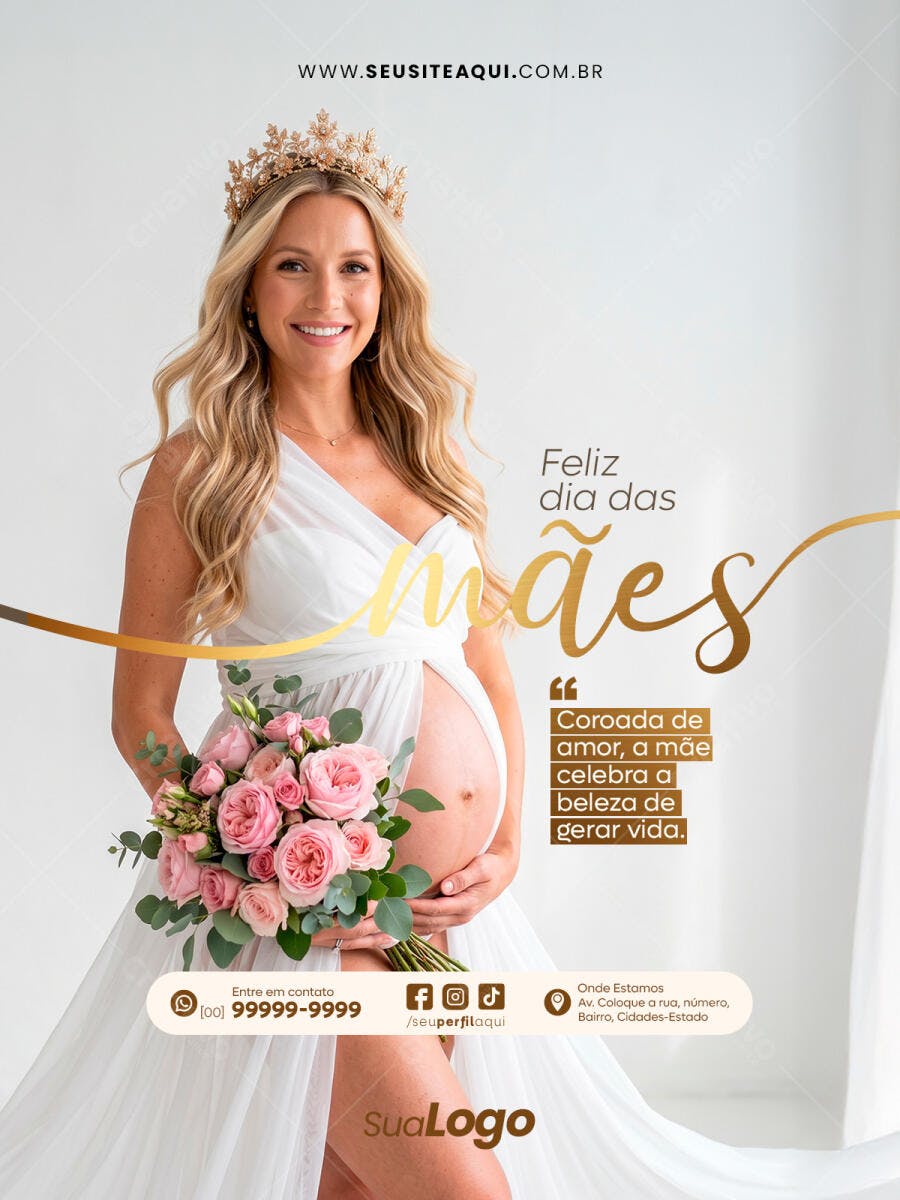 Post Instagram Dia das Mães Fotografia Gestante PSD Editável