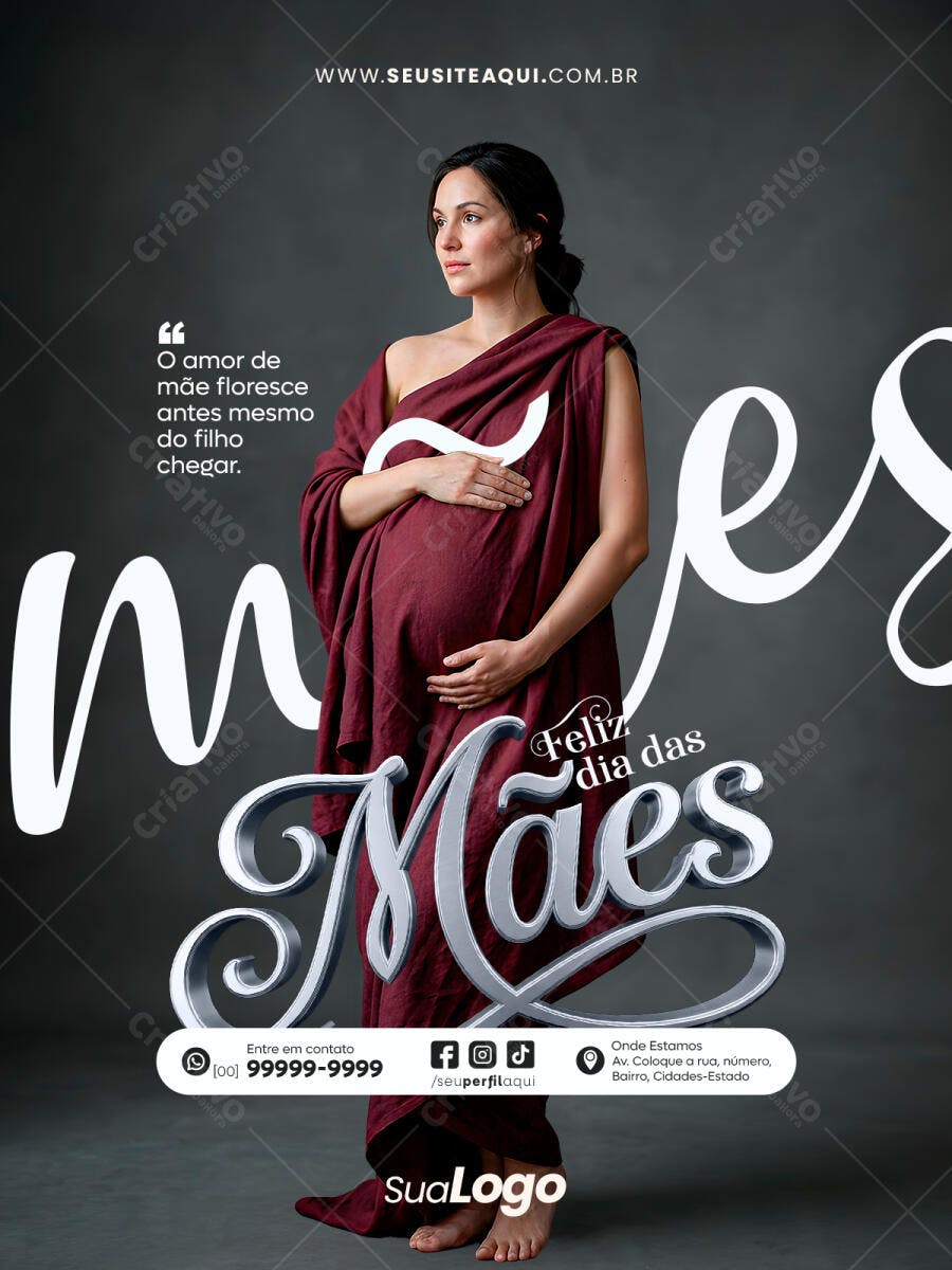 Post Instagram Dia das Mães Gestante PSD Editável