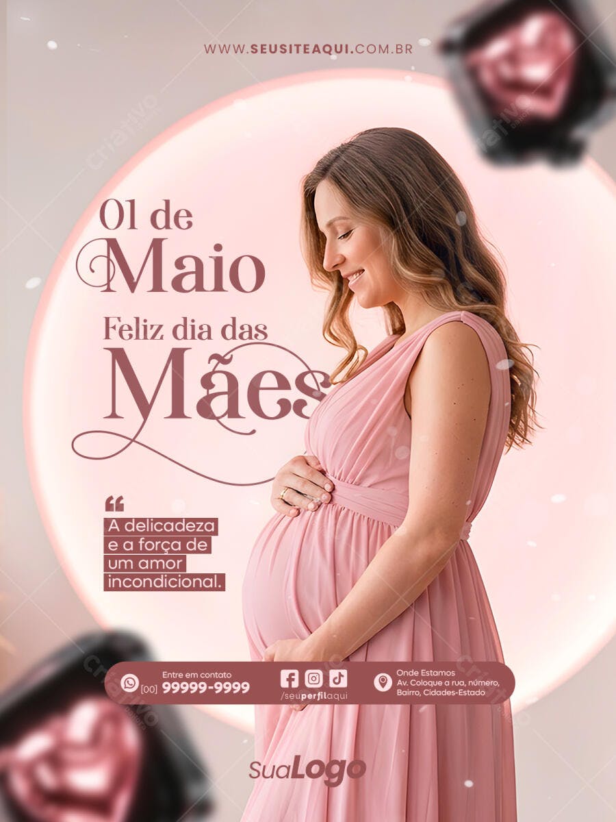 Post Instagram Dia das Mães Maio PSD Editável