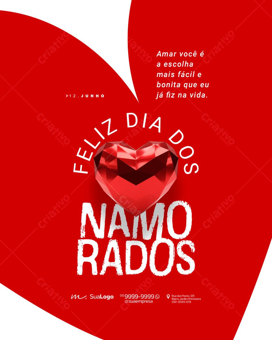 Post Instagram Dia dos Namorados 12 de Junho PSD Editável