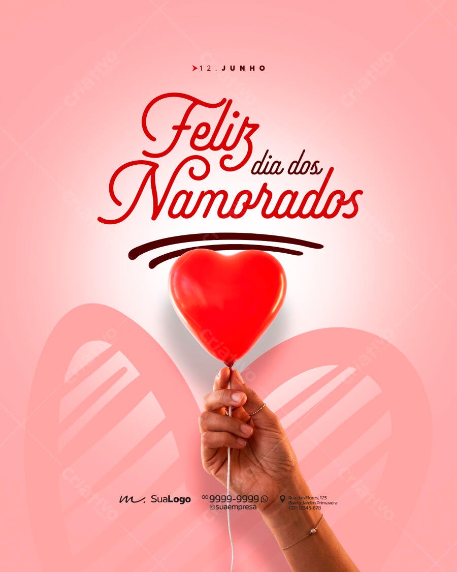 Post Instagram Dia dos Namorados 12 Junho PSD Editável