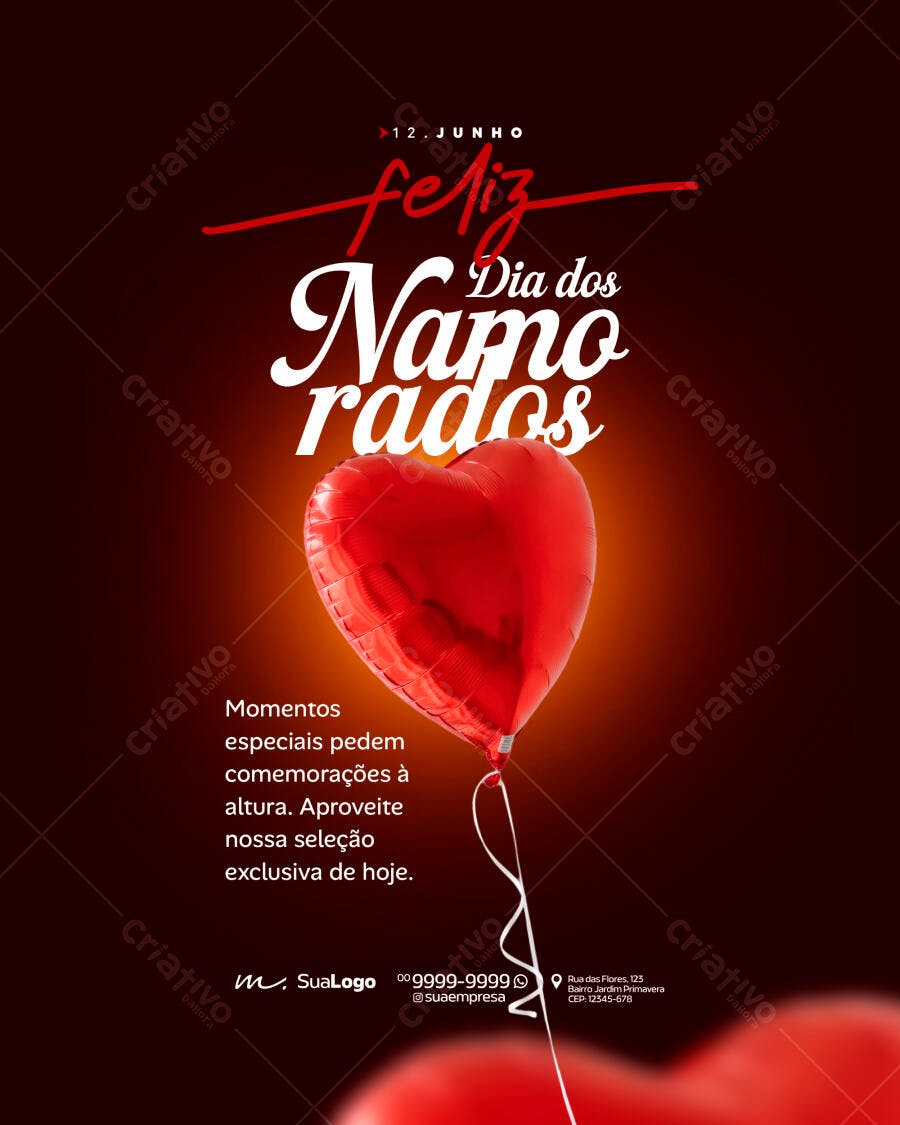 Post Instagram Dia dos Namorados 12 Junho PSD Editável