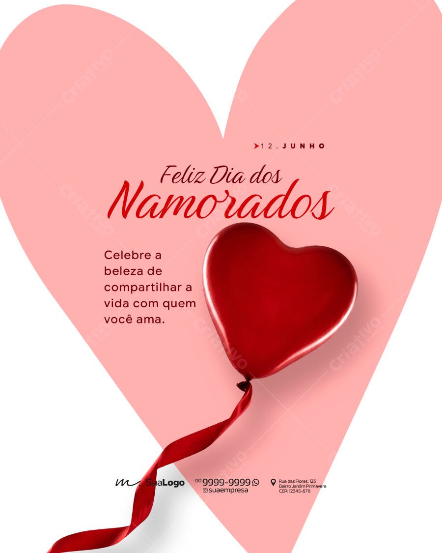 Post Instagram Dia dos Namorados 12 Junho PSD Editável