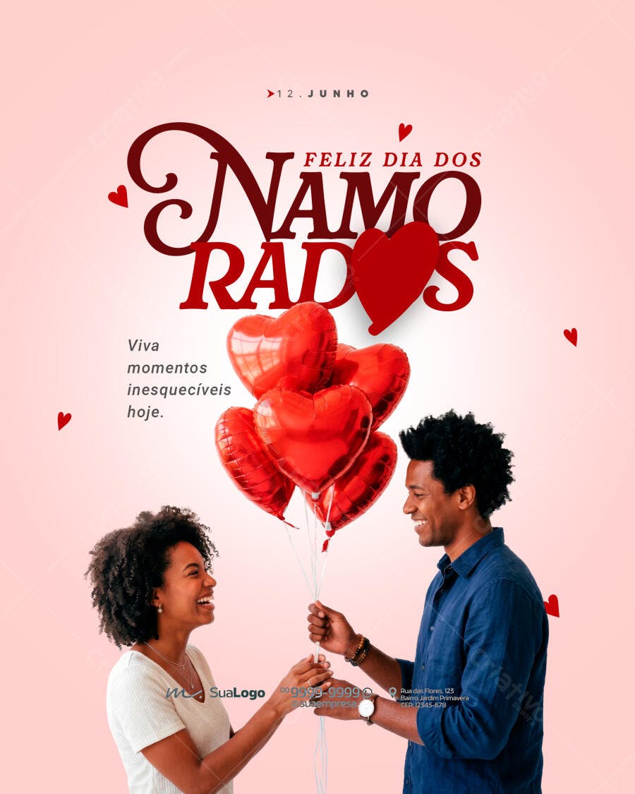 Post Instagram Dia dos Namorados 12 Junho PSD Editável
