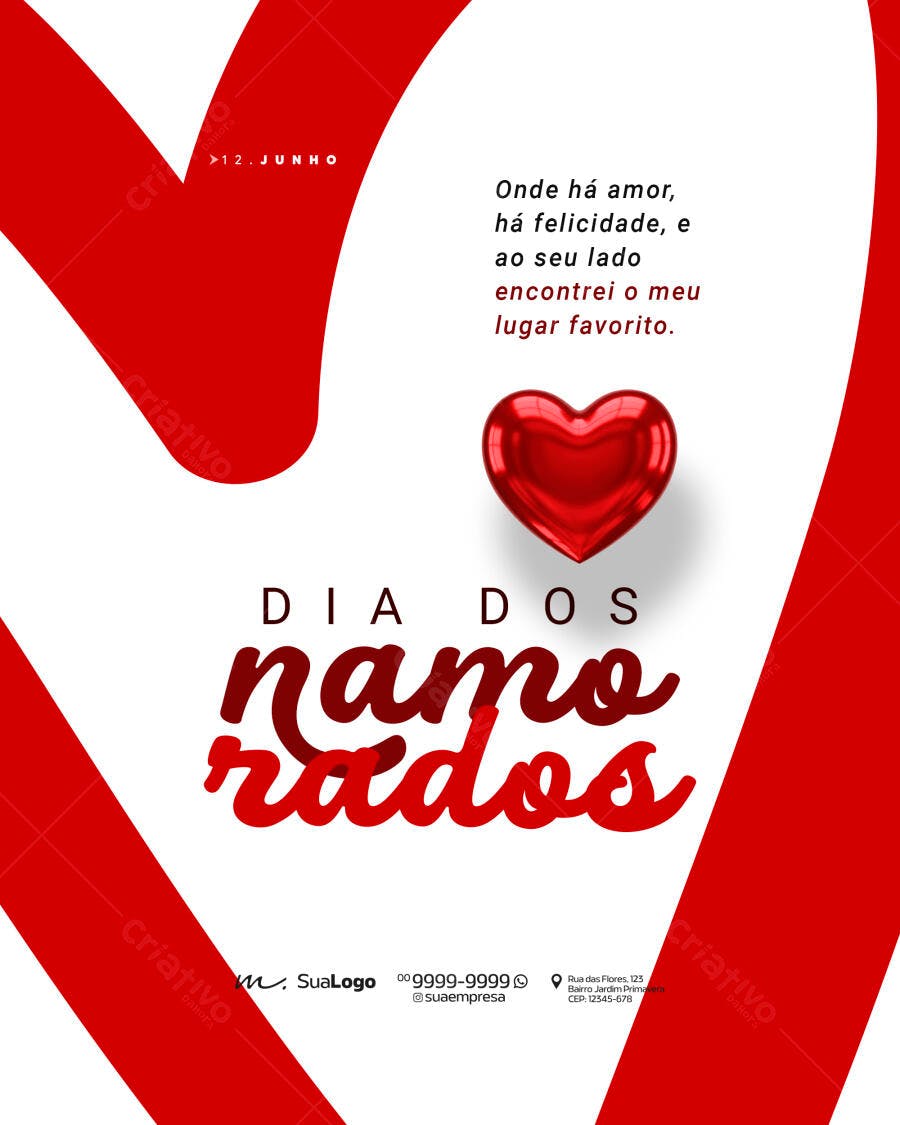 Post Instagram Dia dos Namorados 12 Junho PSD Editável