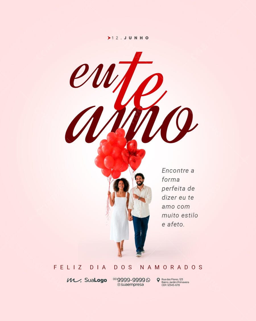 Post Instagram Dia dos Namorados 12 Junho PSD Editável