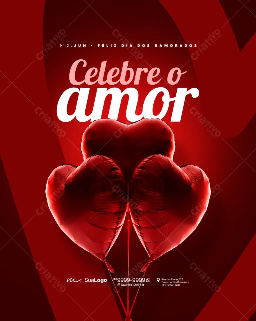 Post Instagram Dia dos Namorados 12 Junho PSD Editável