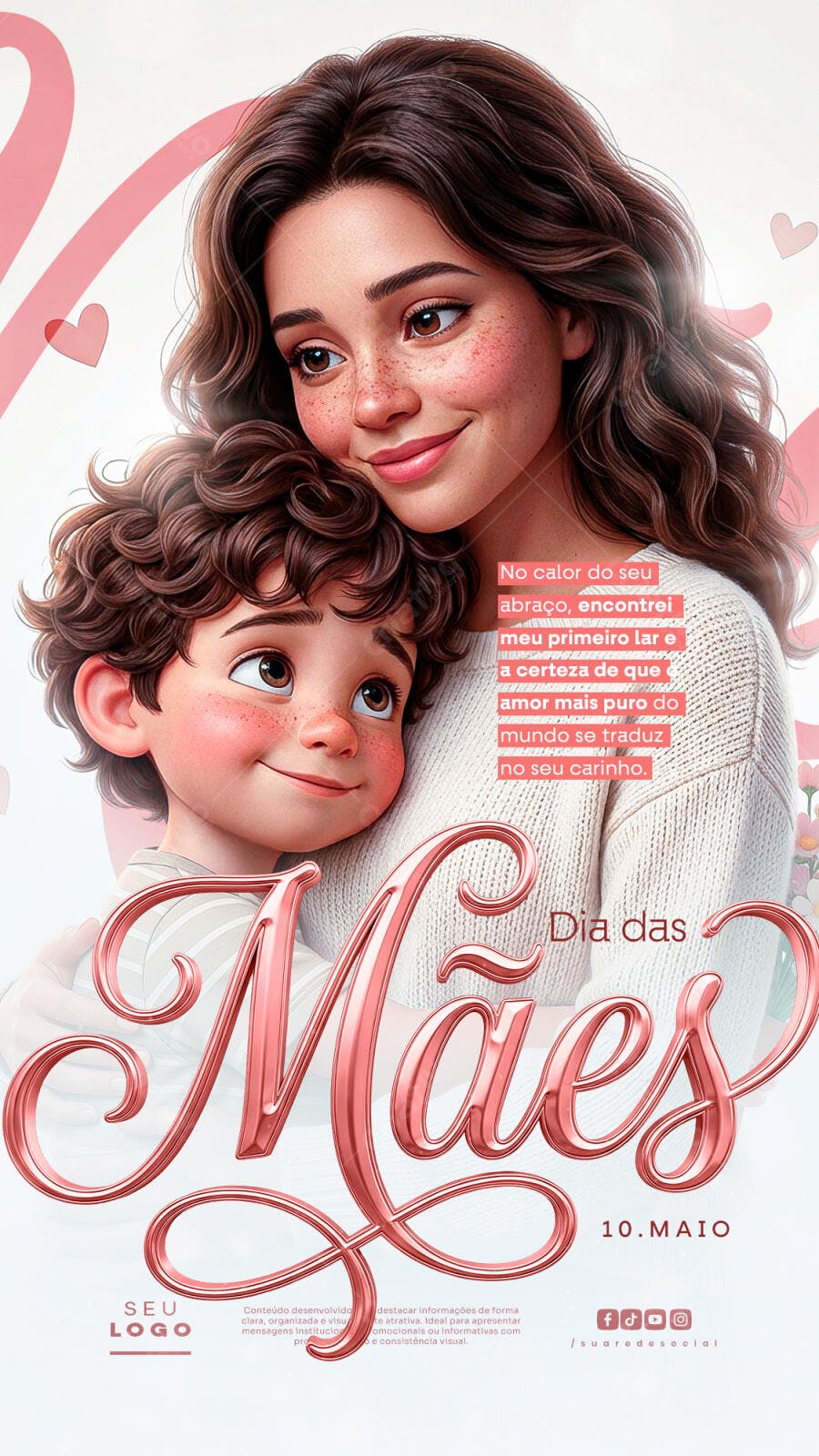 Story Dia das Mães Maio Ilustração Fofa PSD Editável