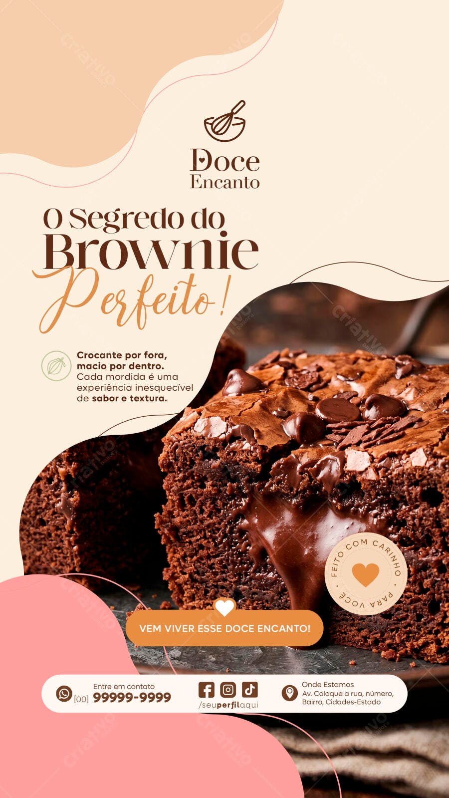 Story Instagram Brownie Confeitaria PSD Editável