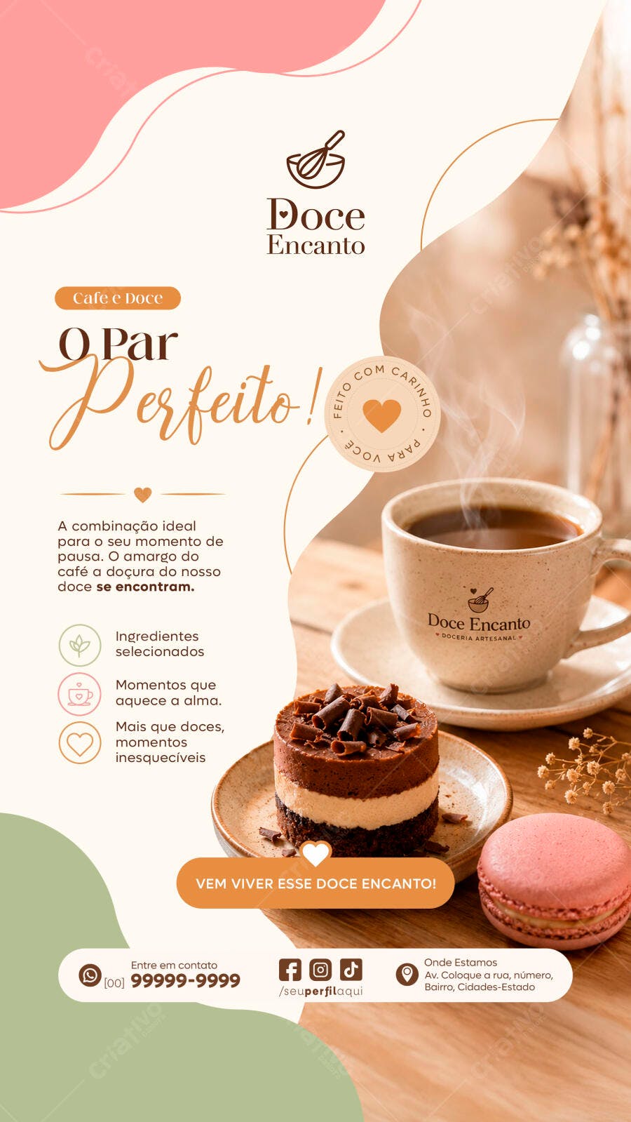 Story Instagram Cafeteria Confeitaria PSD Editável