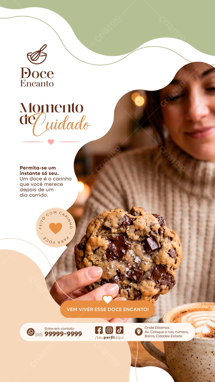 Story Instagram Confeitaria Doceria Cookie PSD Editável