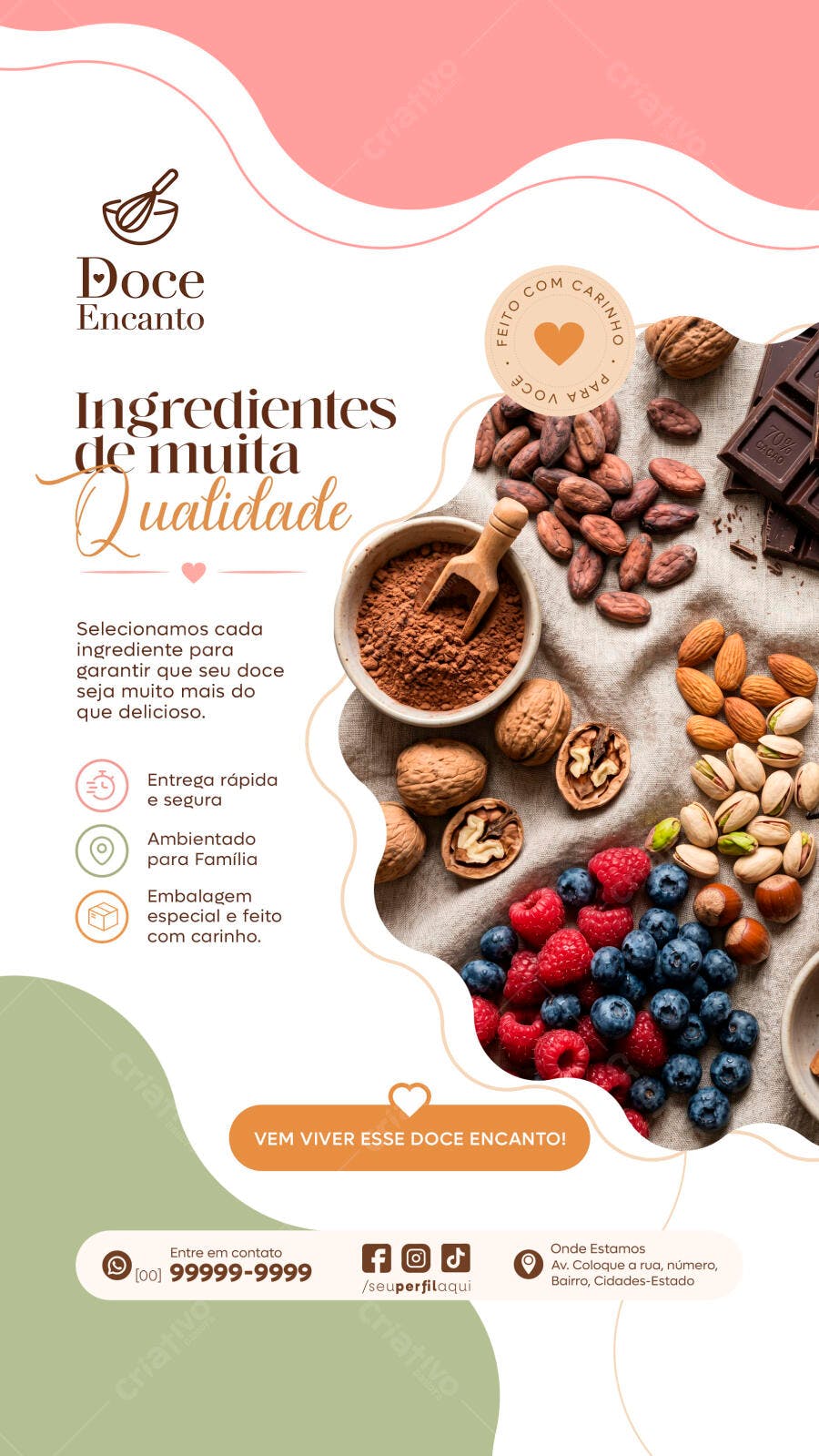 Story Instagram Confeitaria Doceria Qualidade PSD Editável