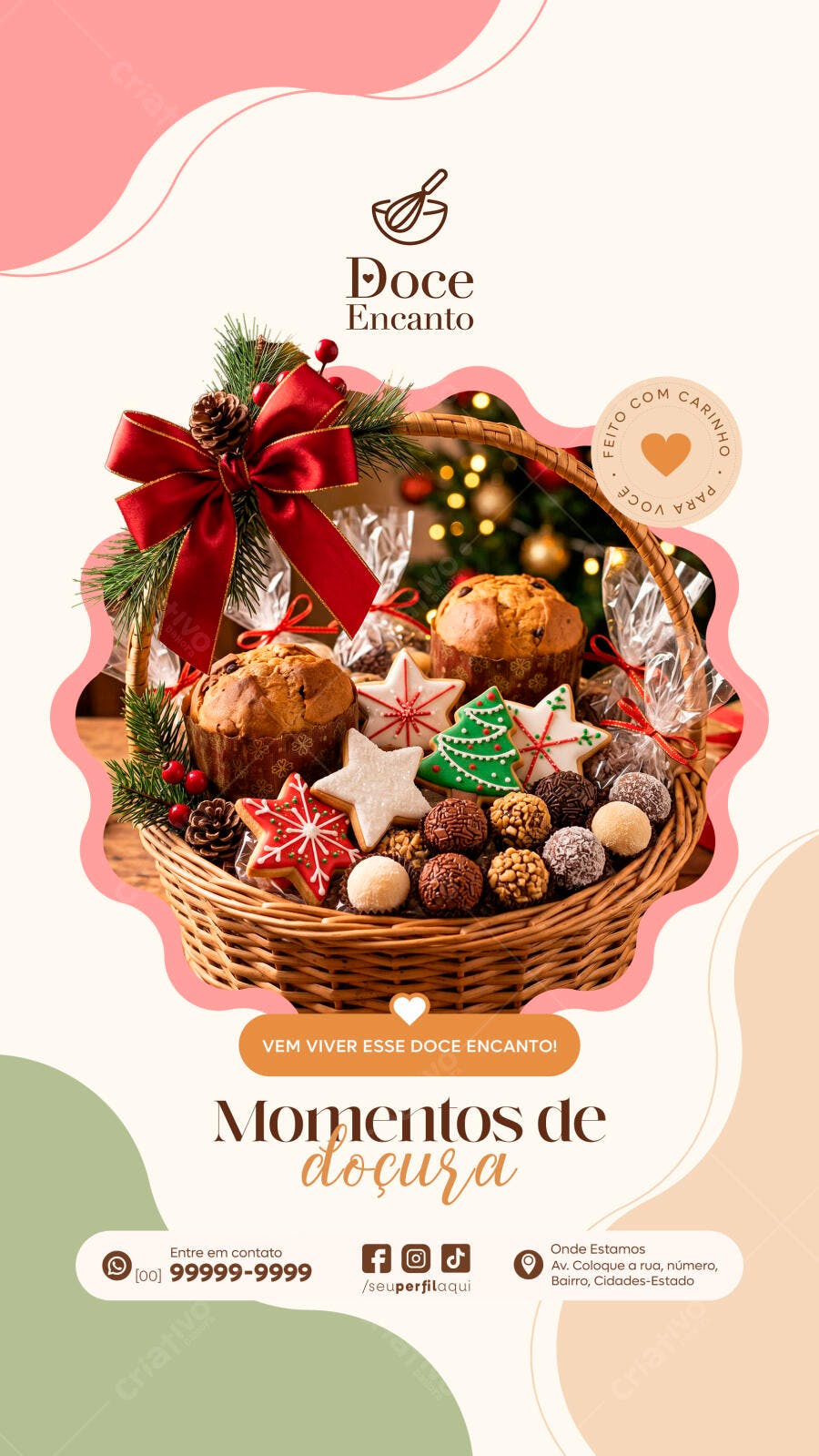 Story Instagram Natal Confeitaria Doce Encanto PSD Editável
