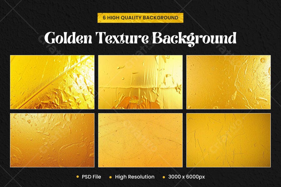 Textura Dourada Metal Amassado Brilhante para Fundo Luxo