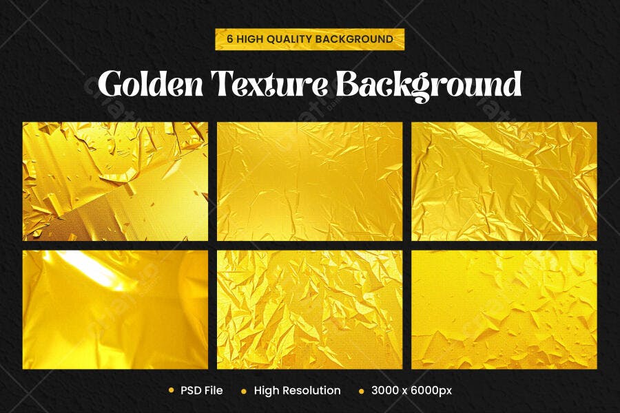 Textura Dourada Metal Amassado Brilhante para Fundo Luxo