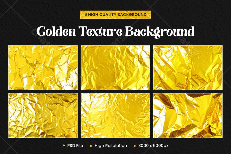 Textura Papel Amassado Dourado Brilhante para Fundo