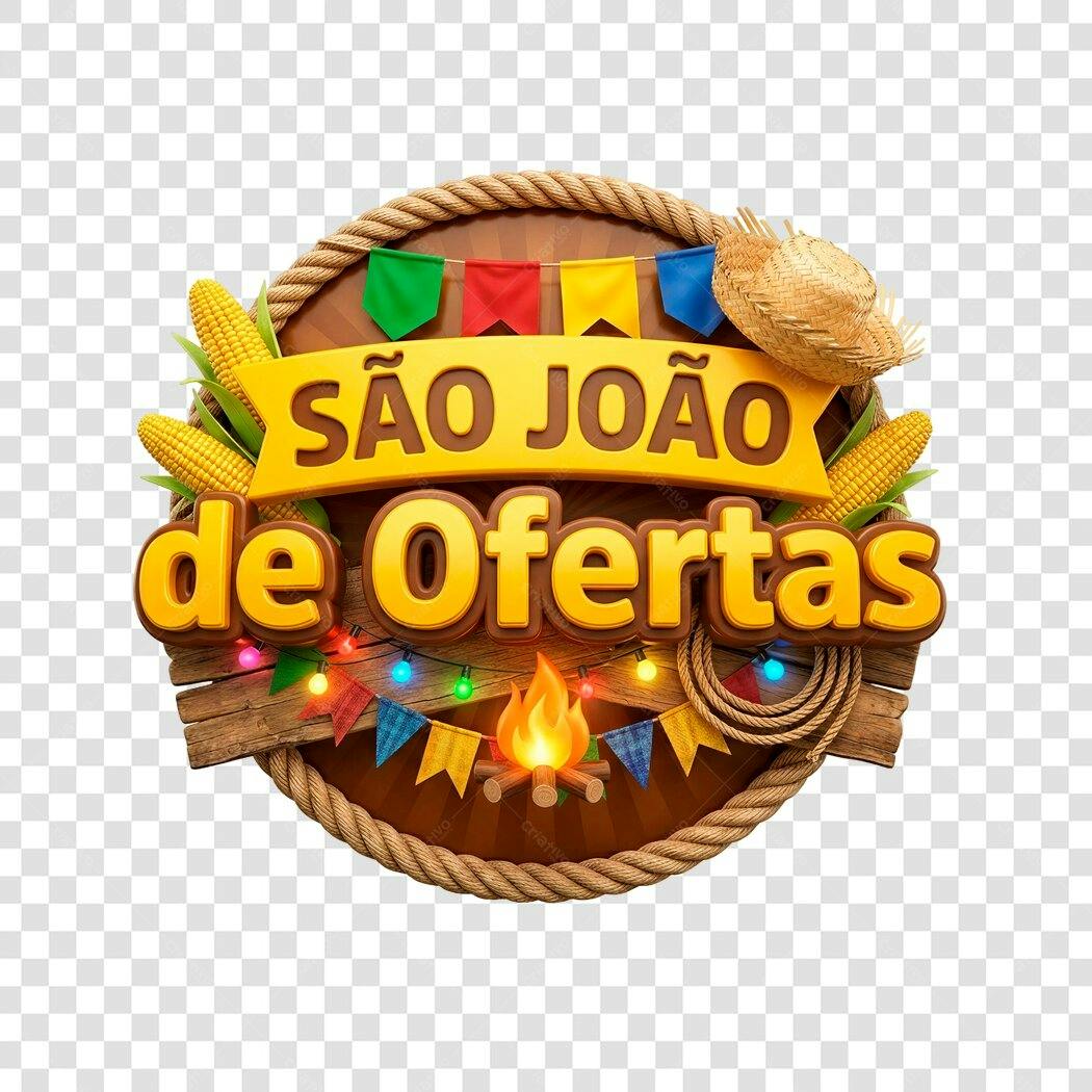 Elemento 3D São João de Ofertas Junho PNG Fundo Transparente