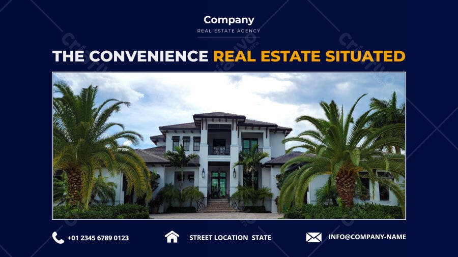 Ilustração Vetorial Banner Imobiliário Casa Luxuosa