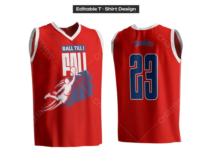Ilustração Vetorial Camisa Basquete Vermelha Esportiva