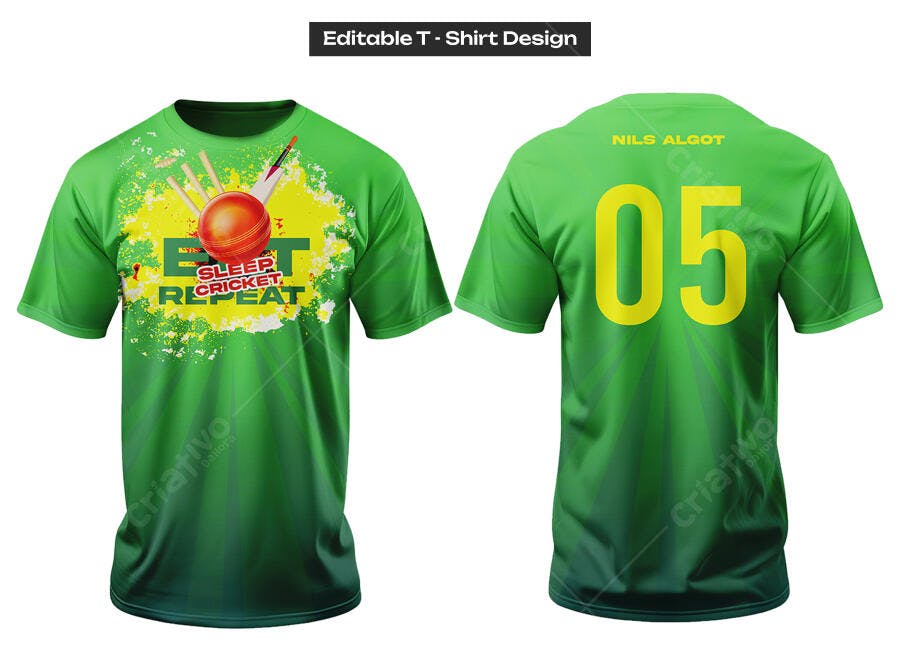 Ilustração Vetorial Camisa Críquete Esporte Verde Amarelo