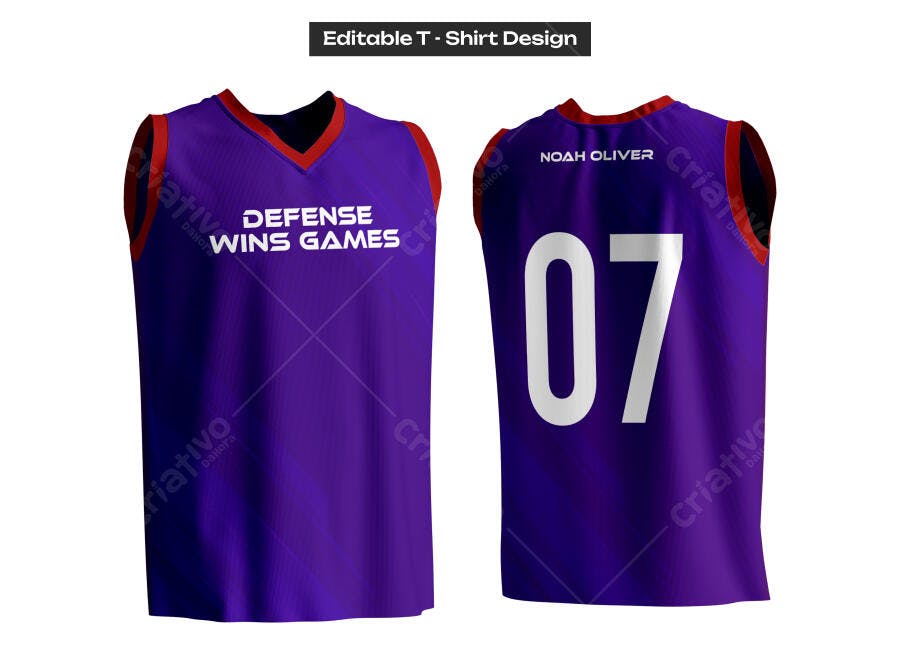 Ilustração Vetorial Camisa de Basquete Roxa Editável