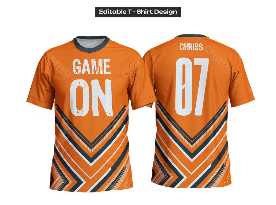 Ilustração Vetorial Camisa Esportiva Laranja Design Geométrico