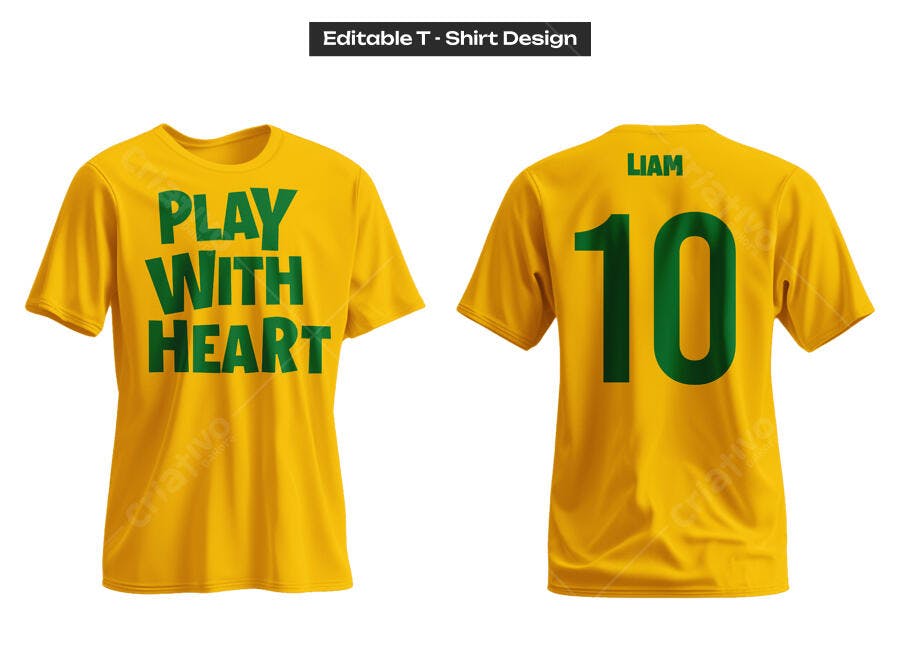 Ilustração Vetorial Camisa Futebol Amarela Verde Play With Heart
