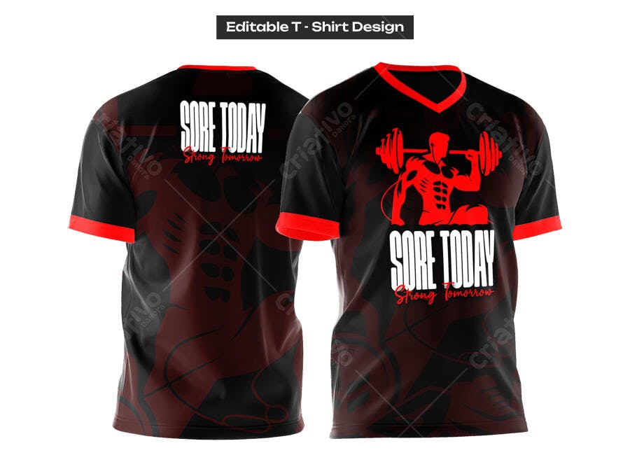 Ilustração Vetorial Camiseta Academia Fitness "Sore Today"