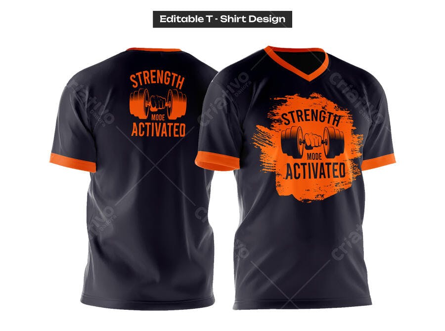 Ilustração Vetorial Camiseta Academia Strength Mode Ativado