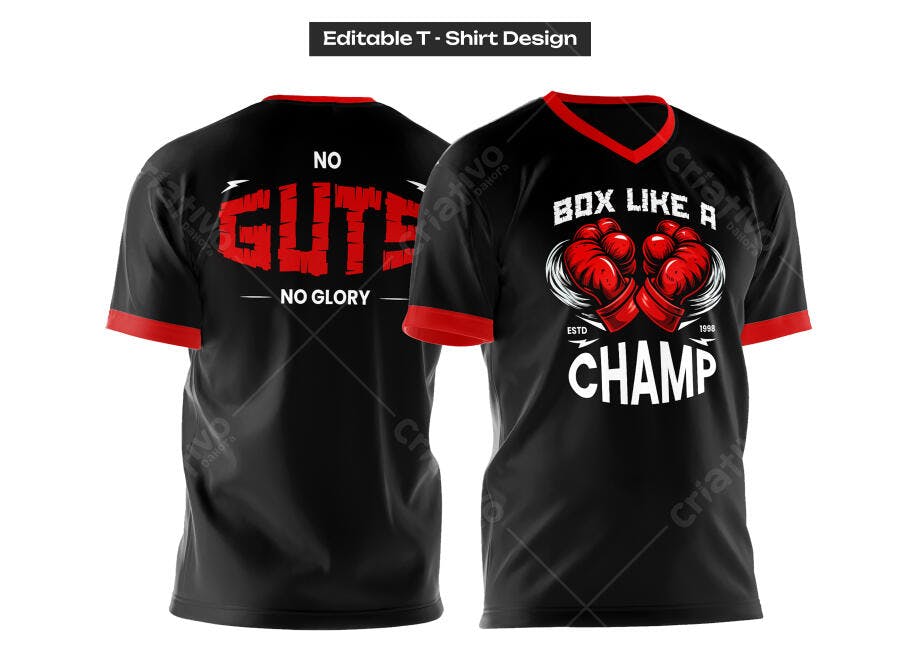 Ilustração Vetorial Camiseta Boxe Luvas Vermelhas Esportiva