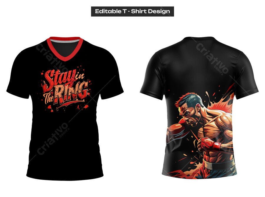 Ilustração Vetorial Camiseta Boxeador Esporte Luta