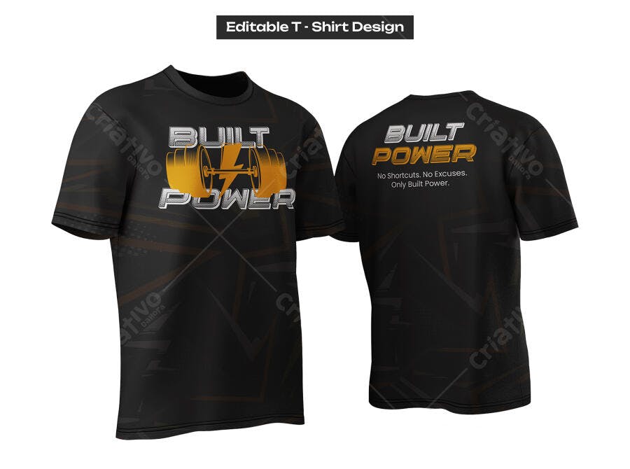 Ilustração Vetorial Design Camiseta Built Power Fitness
