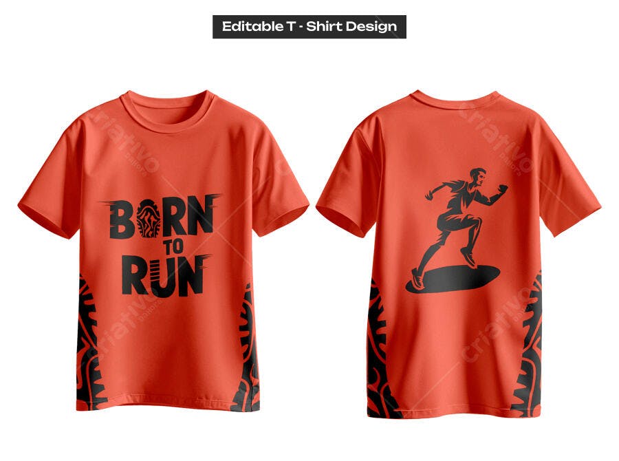 Ilustração Vetorial Design Camiseta Corrida Born to Run