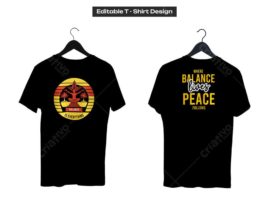 Ilustração Vetorial Design Camiseta Equilíbrio Frase Motivacional