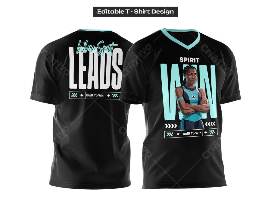 Ilustração Vetorial Design Camiseta Esportiva Feminina