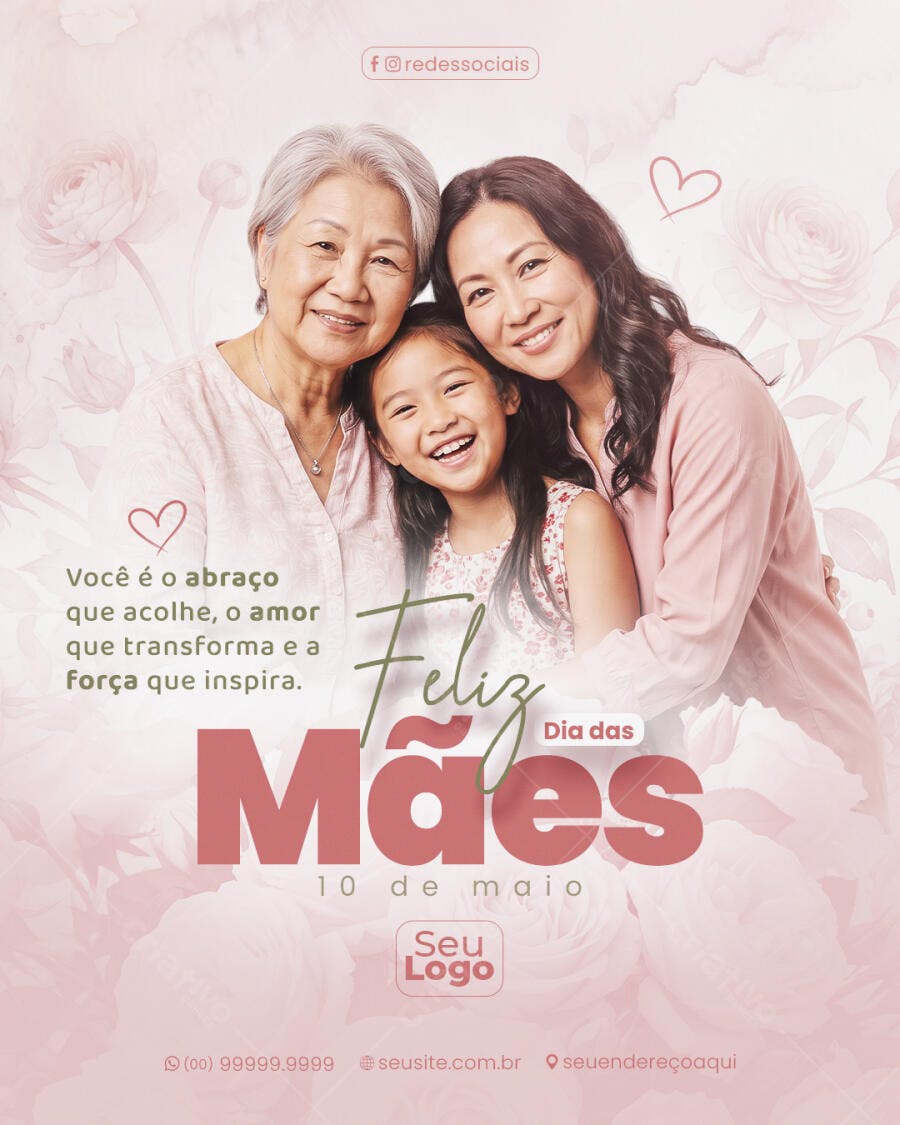 Post Instagram Dia das Mães Família PSD Editável