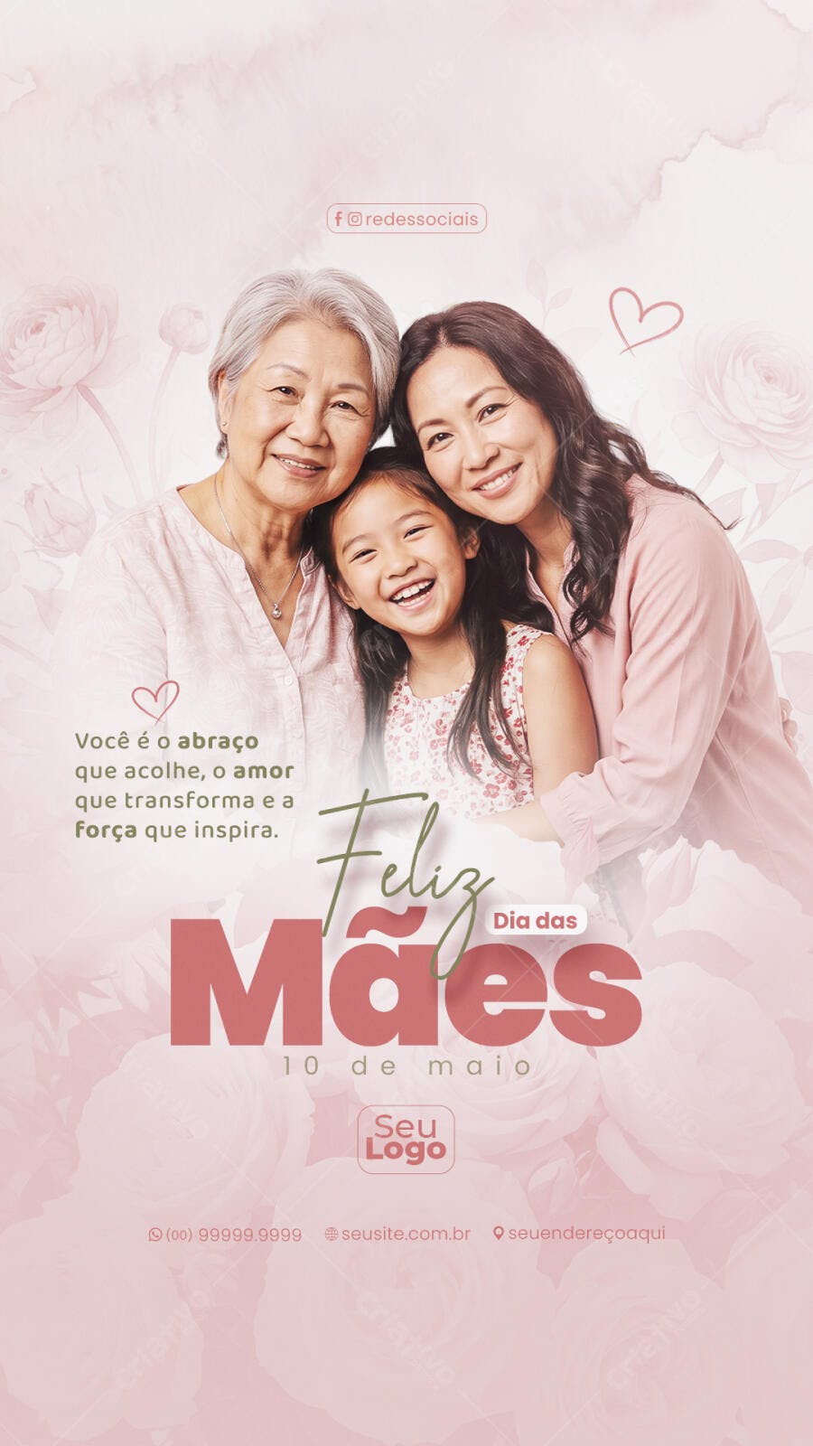 Story Dia das Mães Maio Família Rosa PSD Editável