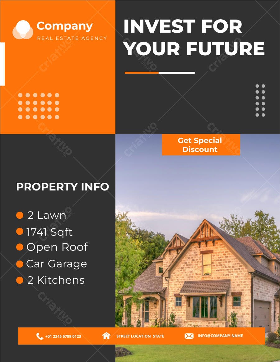 Template Imobiliária Investimento Imóvel Moderno Laranja