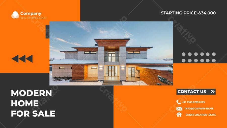 Template Imobiliária Moderno Laranja e Preto para Venda de Imóveis