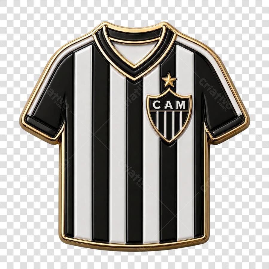 Elemento 3D Camisa Atlético Mineiro Escudo PNG Fundo Transparente