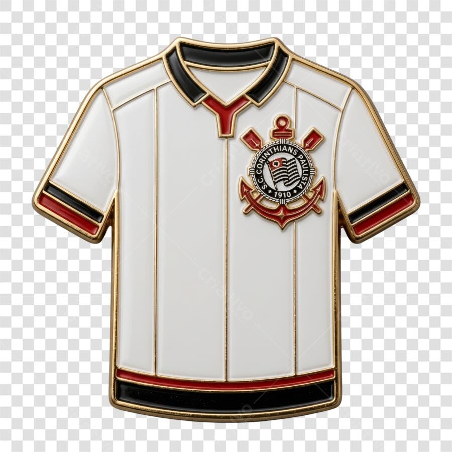 Elemento 3D Camisa Corinthians Branca PNG Fundo Transparente