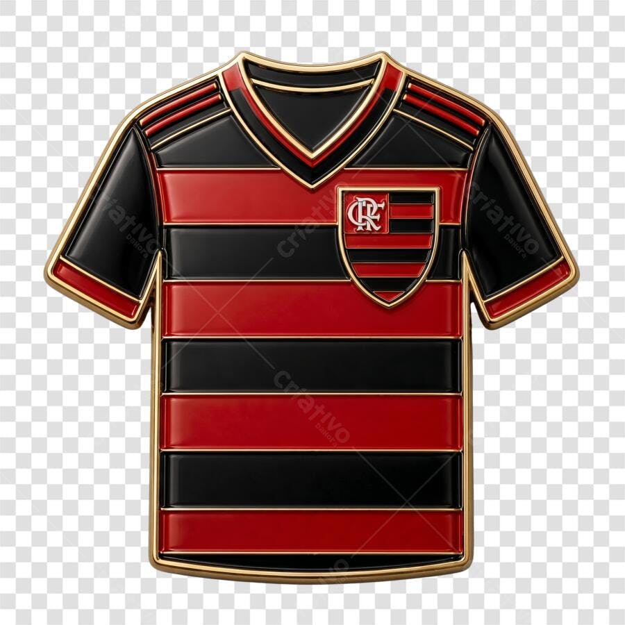 Elemento 3D Camisa Flamengo Futebol PNG Fundo Transparente