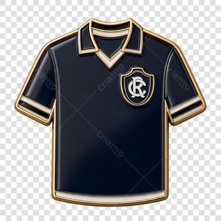 Elemento 3D Camisa Futebol Clube do Remo Azul Marinho PNG Fundo Transparente