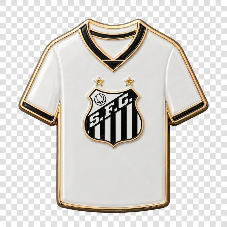 Elemento 3D Camisa Santos Futebol Clube PNG Fundo Transparente