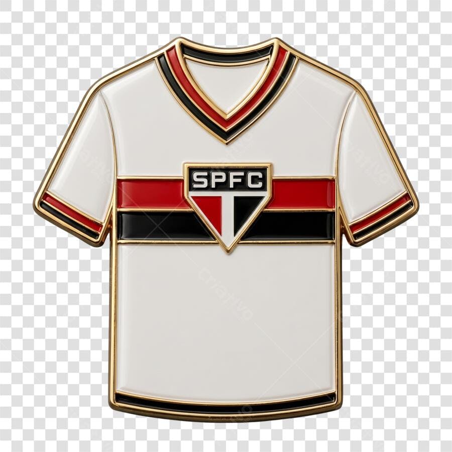 Elemento 3D Camisa São Paulo Futebol Clube PNG Fundo Transparente