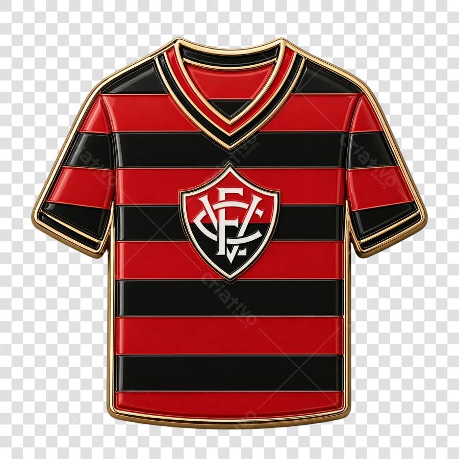 Elemento 3D Camisa Vitória Futebol Clube PNG Fundo Transparente