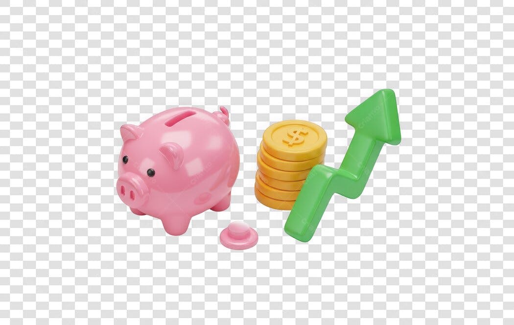 Elemento 3D Cofrinho Moedas Crescimento Financeiro PNG Fundo Transparente