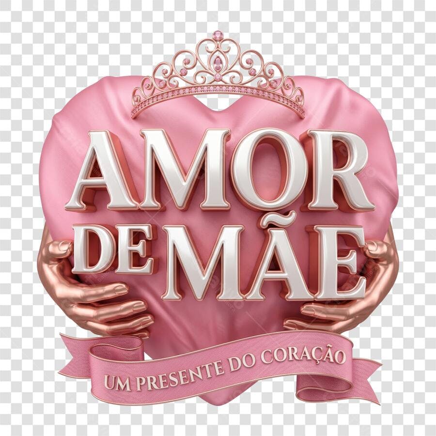Elemento 3D Dia das Mães Amor de Mãe Maio PNG Fundo Transparente