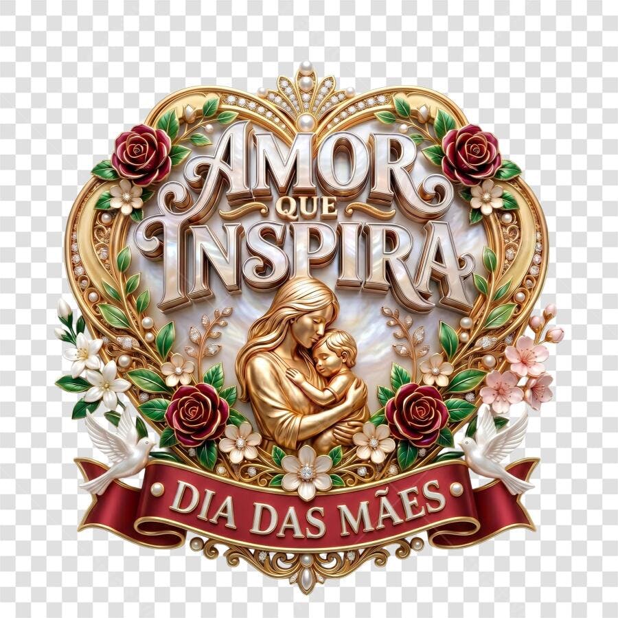 Elemento 3D Dia das Mães Amor Que Inspira Maio PNG Fundo Transparente